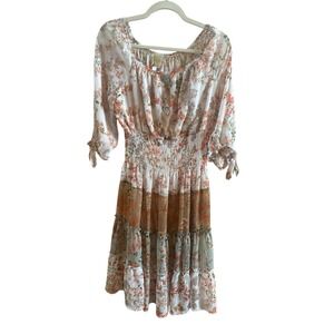 Anthropologie Fig And Flower Tiered Floral Boho Mini Dress Size Small Ruffles